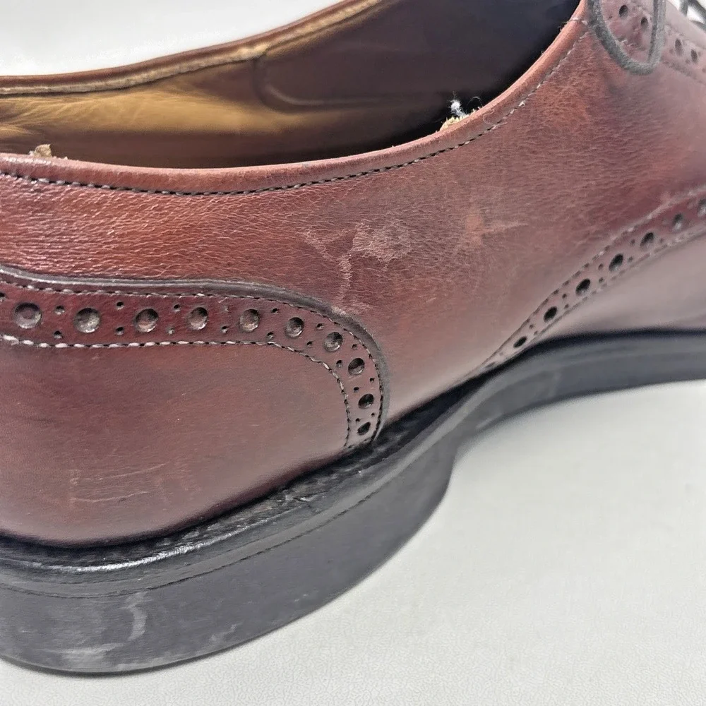 Allen‎ Edmonds Men's Benton Brown Cap Toe Oxford Shoes 9D Leather Vibram Gumlite